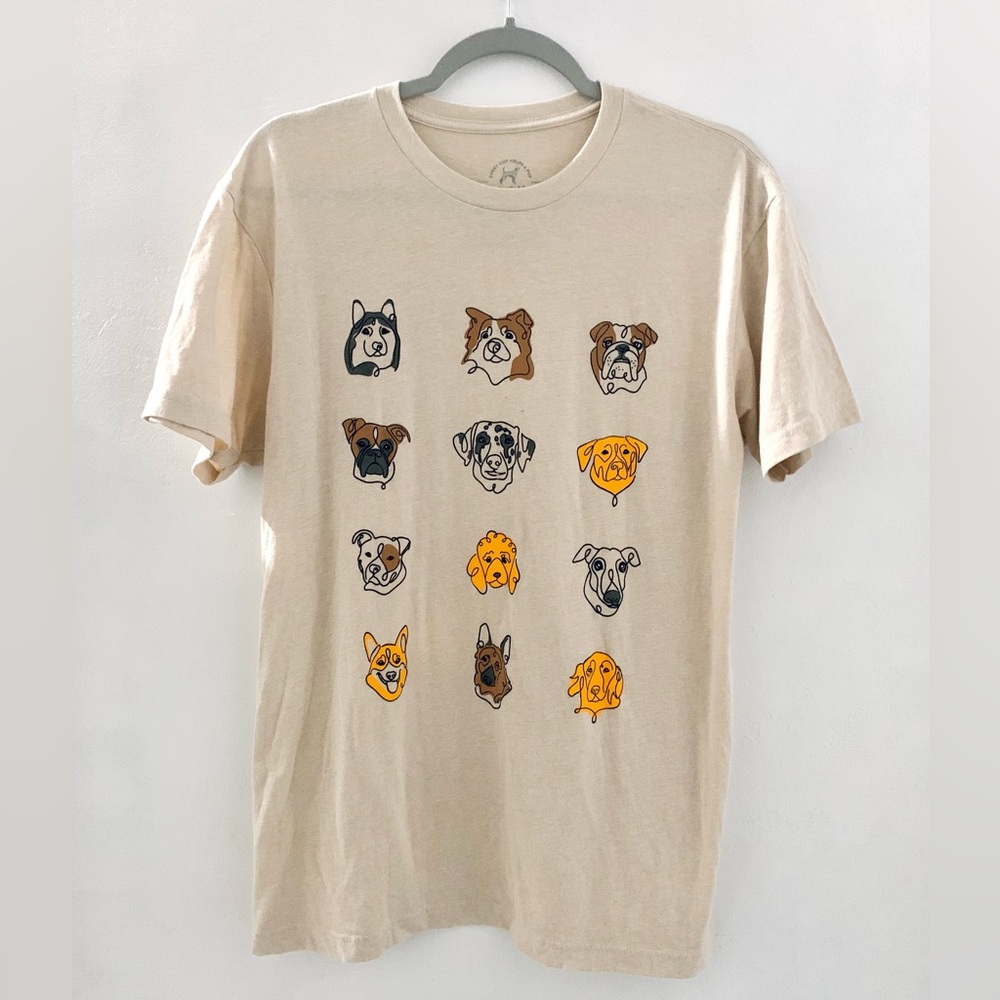 Grounds & Hounds Various Dog Breeds T-Shirt Tan/Brown Size Medium Unisex